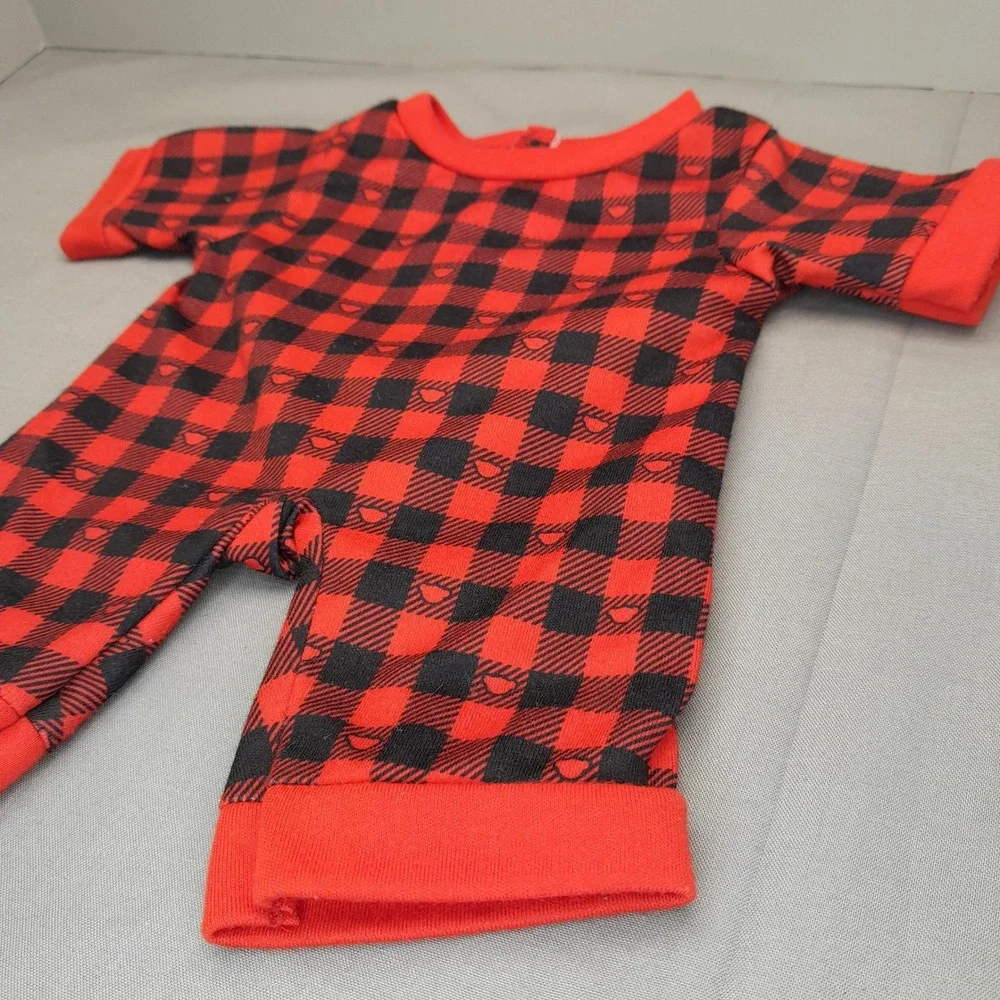 Build-A-Bear Workshop Red Black Buffalo Plaid Heart Sleeper Pajamas Outfit